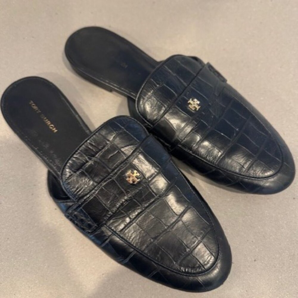 Tory Burch Croc Embossed Leather Mule - size 8